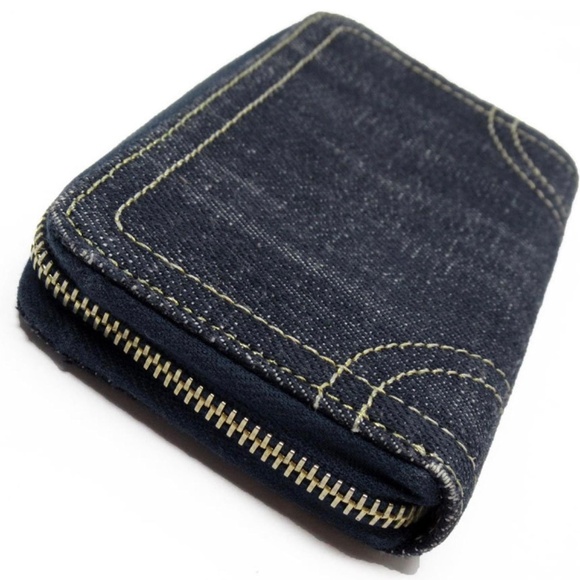 Chanel Navy Blue/Gold Denim CC Zip Around Wallet - Picture 4 of 6